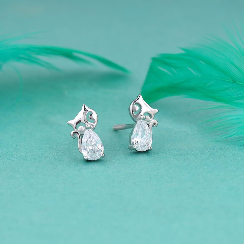 GIVA 925 Silver Kitty Earrings | Gifts for Girlfriend, Rakhi Rakshabandhan Gift for Sister Bhabhi, Gifts for Women & Girls | With Certificate of Authenticity and 925 Stamp | 6 Month Warranty*