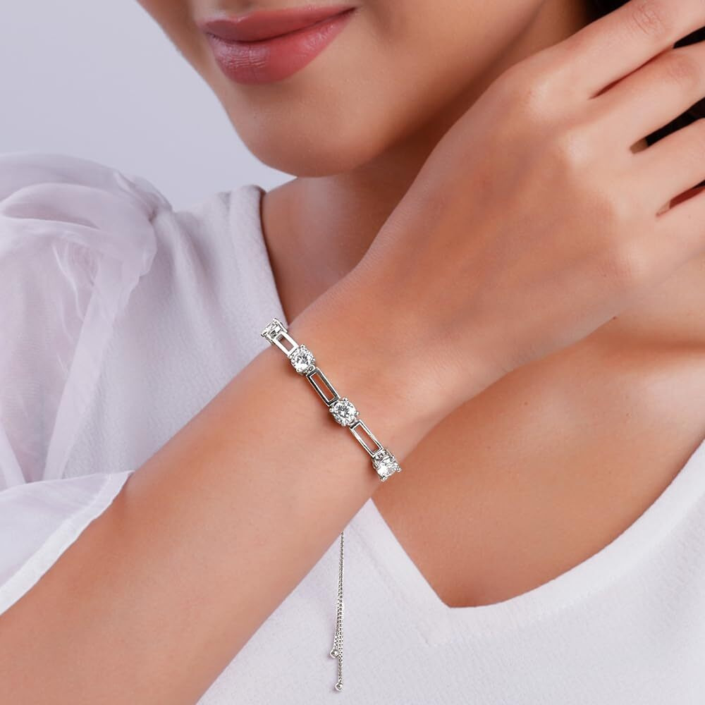 GIVA 925 Silver Zircon Dazzling Bracelet, Adjustable Rakhi Rakshabandhan Gift for Sister Bhabhi, Gifts for Women & Girls| With Certificate of Authenticity and 925 Stamp | 6 Month Warranty*