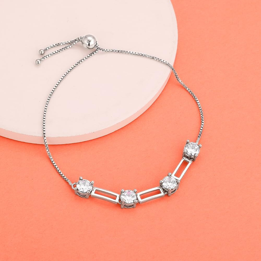 GIVA 925 Silver Zircon Dazzling Bracelet, Adjustable Rakhi Rakshabandhan Gift for Sister Bhabhi, Gifts for Women & Girls| With Certificate of Authenticity and 925 Stamp | 6 Month Warranty*
