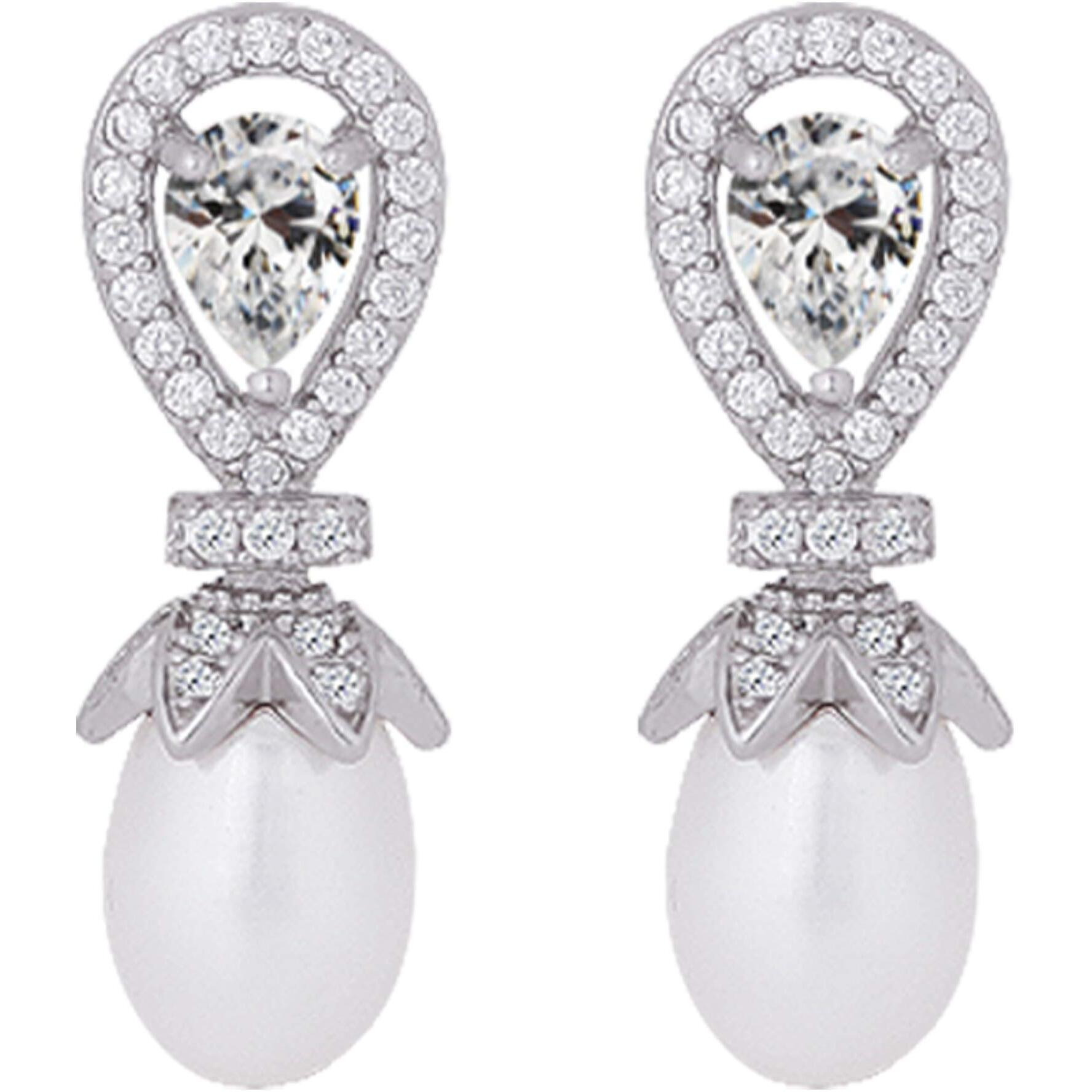 GIVA 925 Silver Zircon Pearl Drop Earrings|Gifts For Girlfriend,Rakhi Rakshabandhan Gift For Sister Bhabhi,Gifts For Women & Girls|With Certificate Of Authenticity And 925 Stamp|6 Month Warranty*
