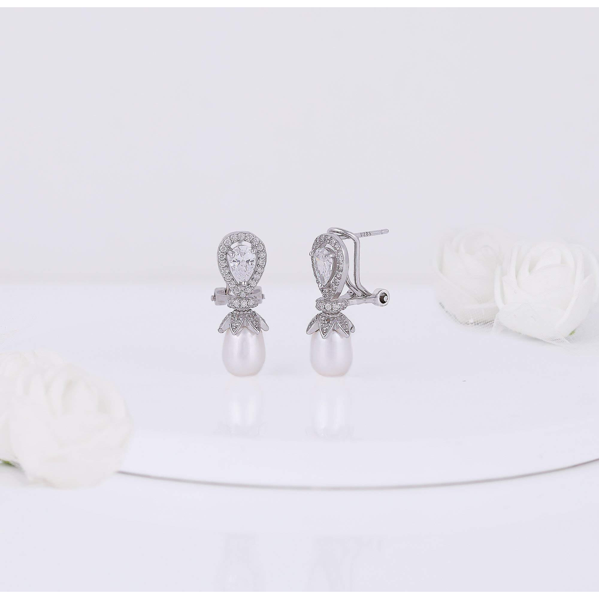 GIVA 925 Silver Zircon Pearl Drop Earrings|Gifts For Girlfriend,Rakhi Rakshabandhan Gift For Sister Bhabhi,Gifts For Women & Girls|With Certificate Of Authenticity And 925 Stamp|6 Month Warranty*