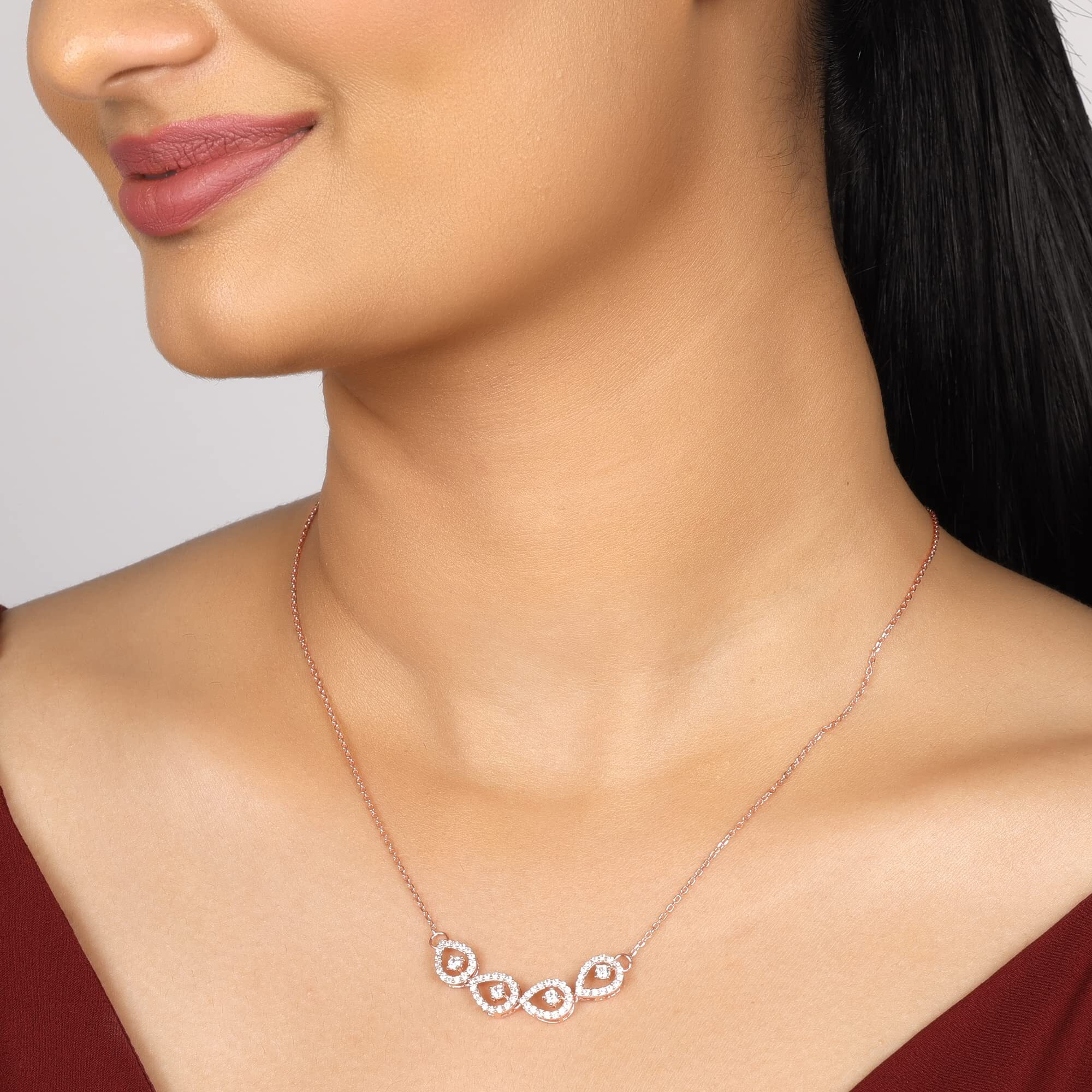 GIVA 925 Silver Rose Gold Peary Love Necklace|Rakhi Rakshabandhan Gift For Sister Bhabhi,Women&Girls,Pendant To Gift Women&Girls|With Certificate Of Authenticity And 925 Stamp|6 Month Warranty