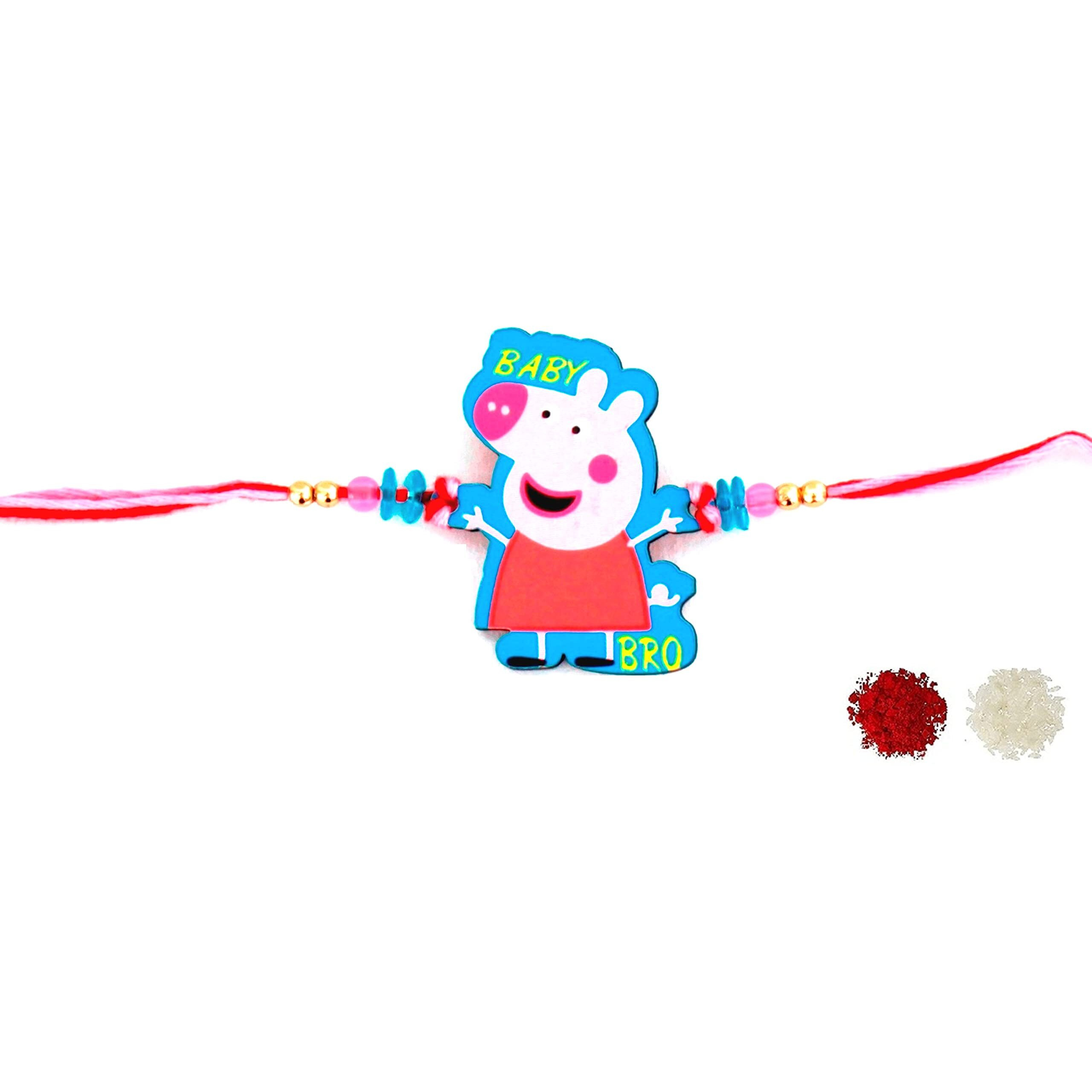 VR Creatives Cartoon Character Peppa Pig Kids Rakhi for Unisex Child (Multi)