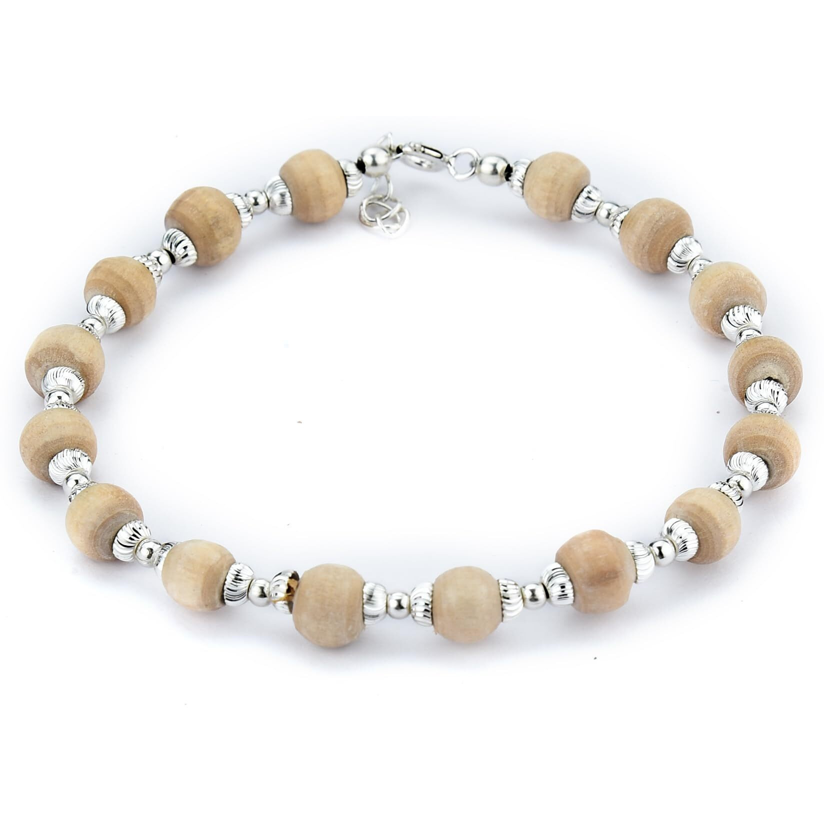 DHRUVS COLLECTION 925 Silver Tulsi Bracelet With Flower Caps for Boys, Girls, Men & Women | Traditional Rakshabandhan Rakhi For Brother & Bhabhi, Ideal For Casual Wear