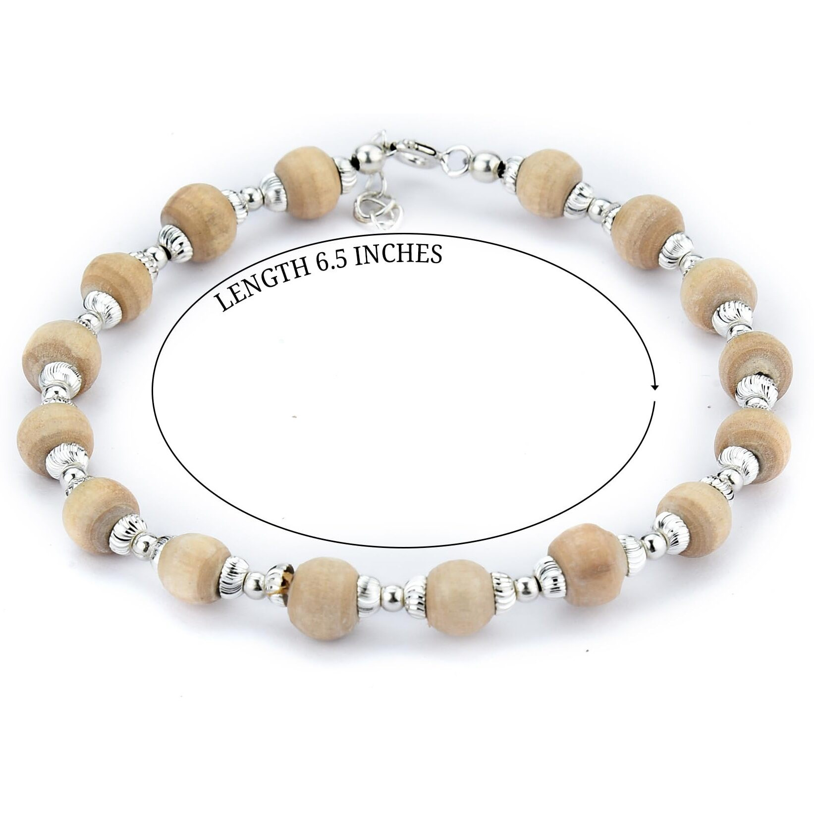 DHRUVS COLLECTION 925 Silver Tulsi Bracelet With Flower Caps for Boys, Girls, Men & Women | Traditional Rakshabandhan Rakhi For Brother & Bhabhi, Ideal For Casual Wear