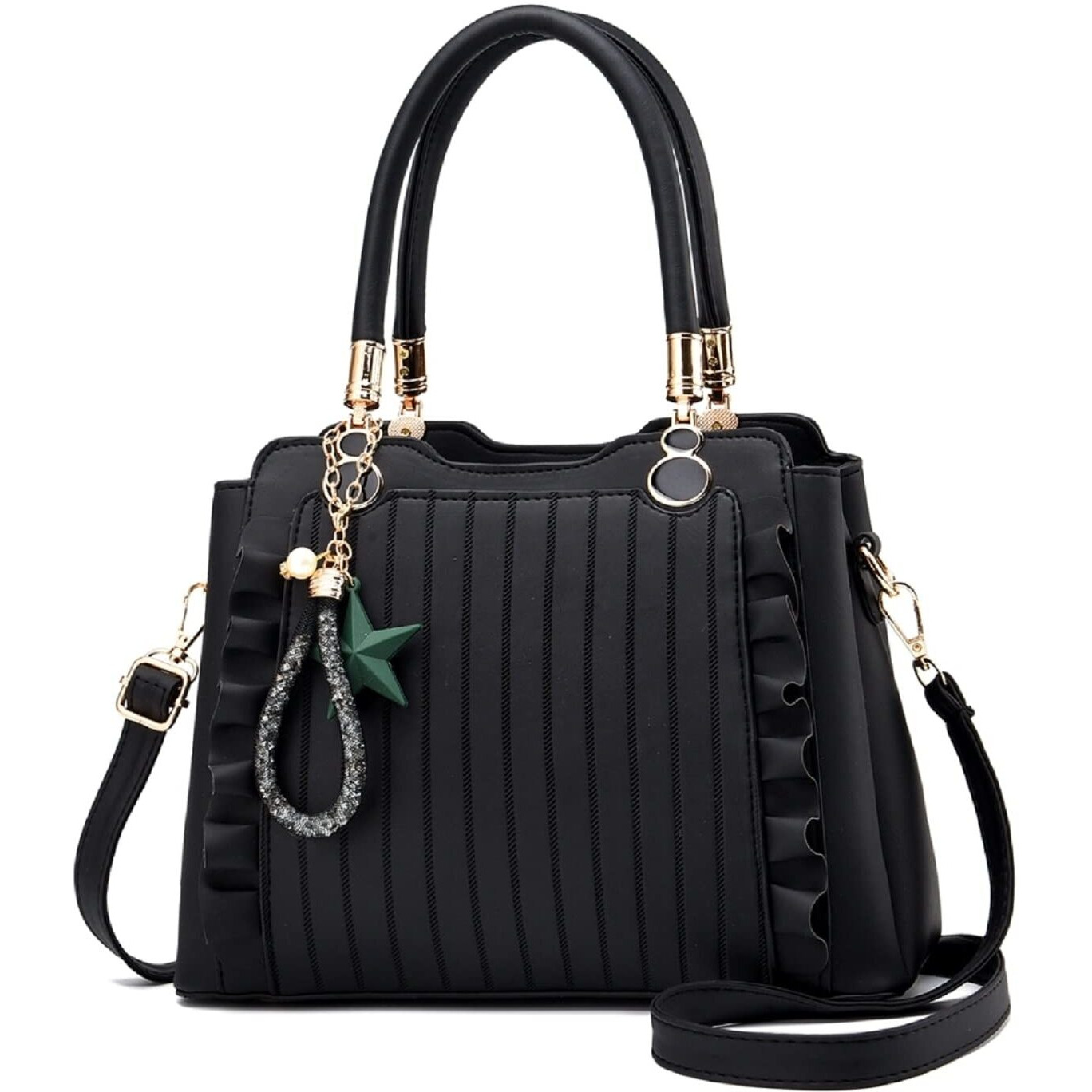 VISMIINTREND Stylish Vegan Leather Sling Crossbody Top Handle Box Satchel Bag for Women | Womens Shoulder Handbag with Tassel | Rakhi Gifts for Sisters | Birthday Gift for Wife (Black)
