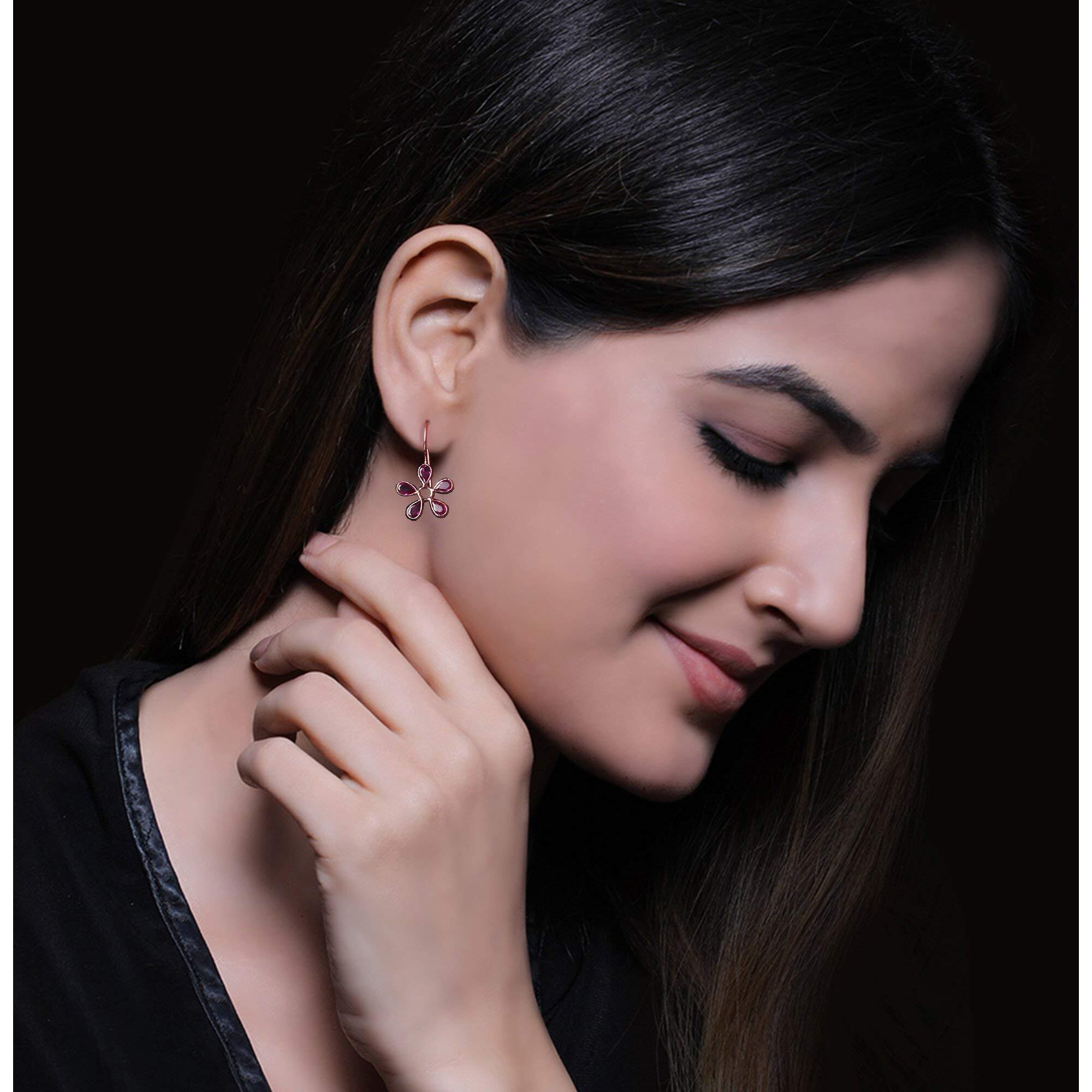 GIVA 925 Silver Rose Gold Cherry Blossom Earrings|Gifts For Girlfriend,Rakhi Rakshabandhan Gift For Sister Bhabhi,Gifts For Women&Girls|With Certificate Of Authenticity And 925 Stamp|6 Month Warranty