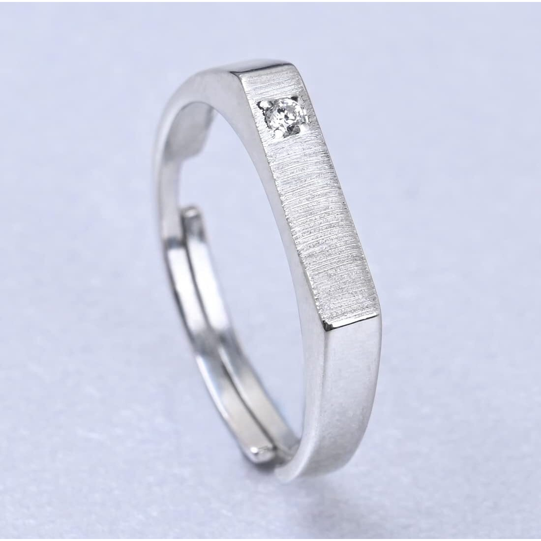 Clara Real 925 Sterling Silver Sleek Band Ring | Rakhi Rakshabandhan Gift for Brother Bhai|Size Adjustable, Matte Finish, Swiss Zirconia | Gift for Men & Boys