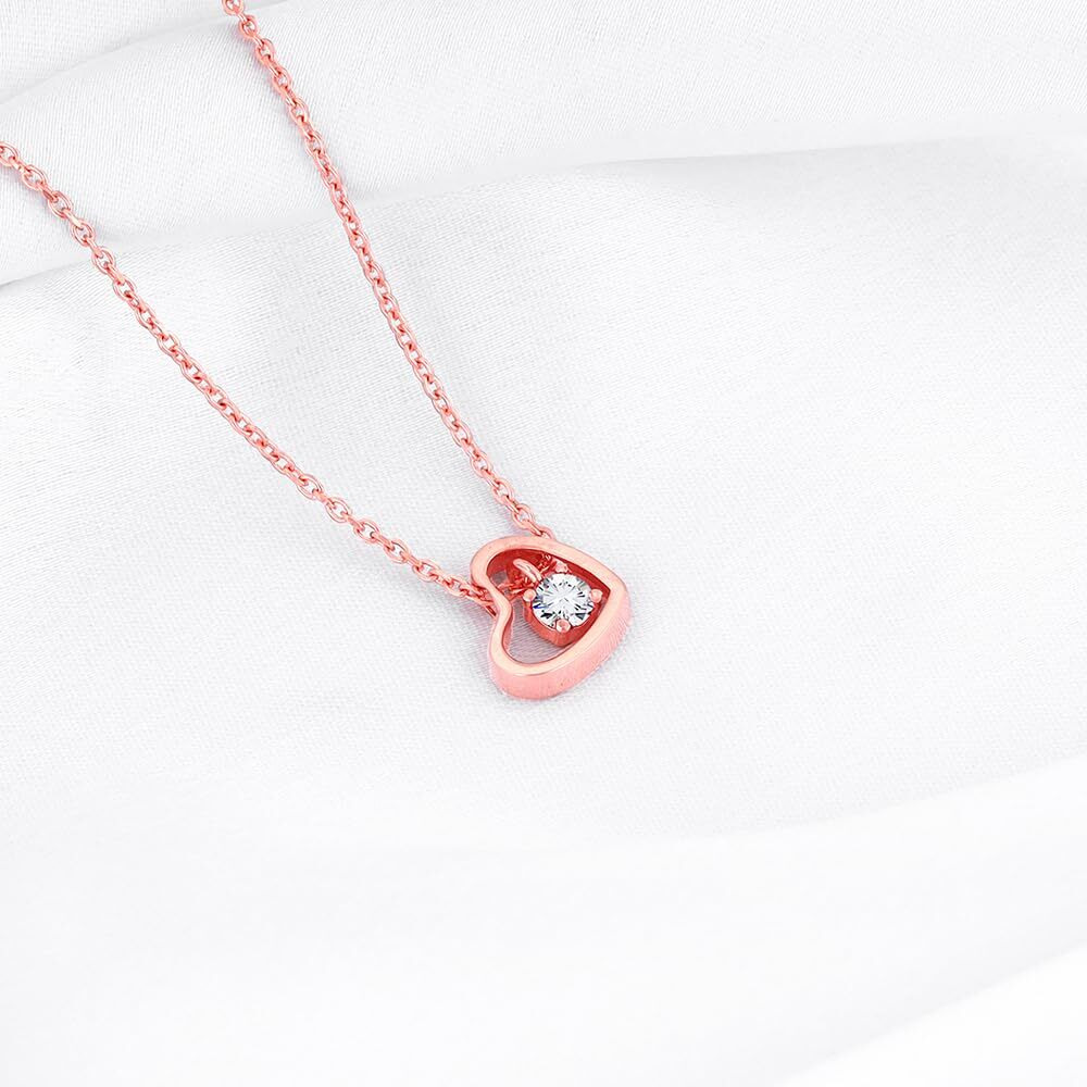 GIVA 925 Silver Rose Gold Whole Heart Necklace|Rakhi Rakshabandhan Gift For Sister Bhabhi,Women&Girls,Pendant To Gift Women&Girls|With Certificate Of Authenticity And 925 Stamp|6 Month Warranty