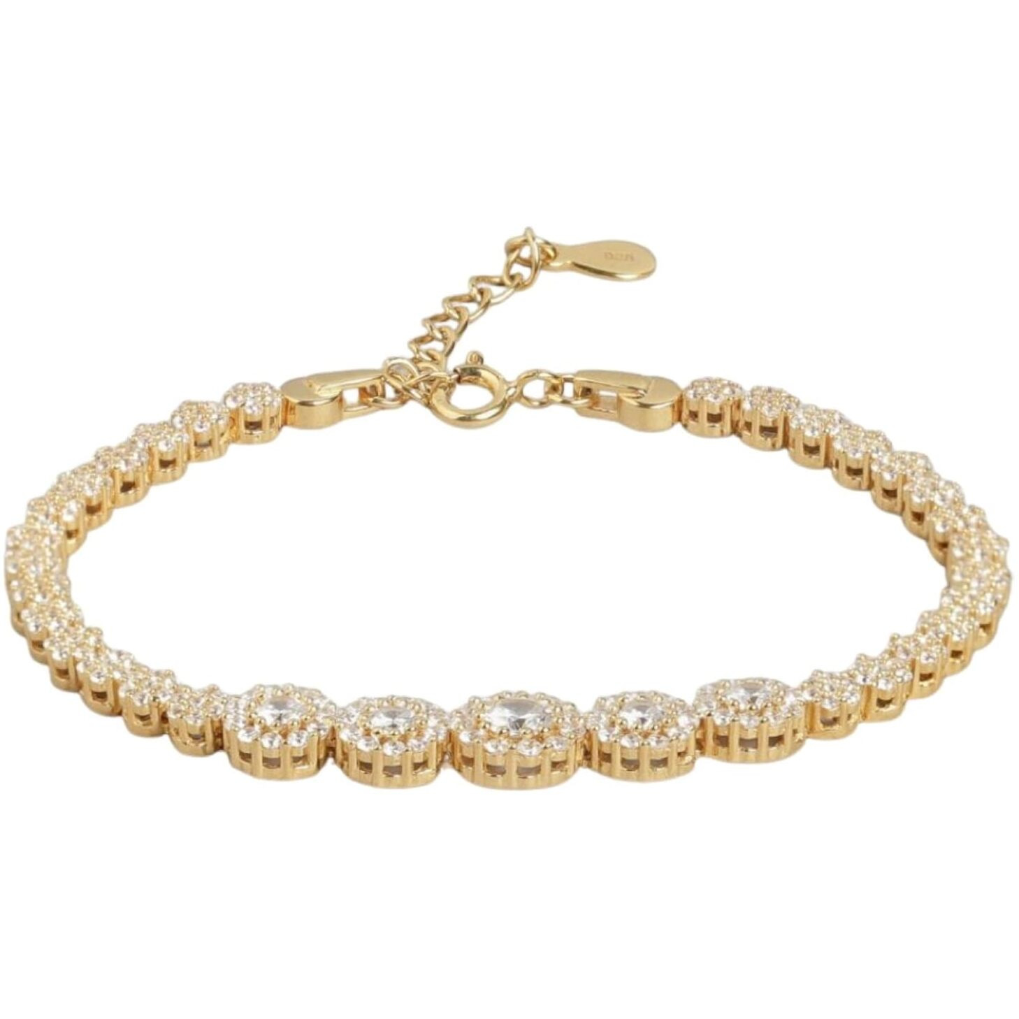 ZAVYA 925 Sterling Silver Cubic Zirconia Floral Gold Plating Chain Bracelet Rakhi Rakshabandhan Gift for Sister Bhabhi, Gifts for Women & Girls | With Certificate of Authenticity and 925 Hallmark