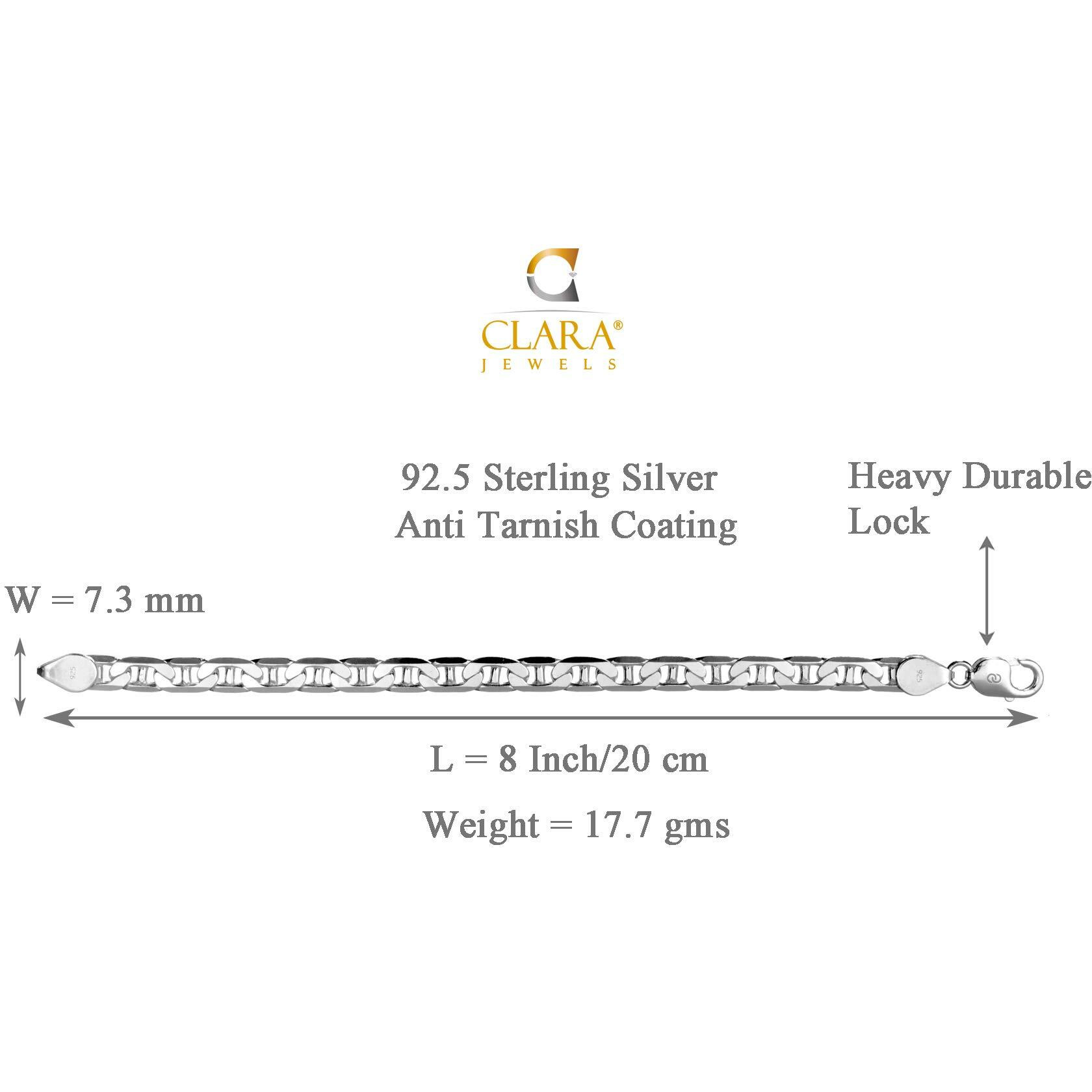 Clara Anti-Tarnish 92.5 Sterling Silver Bracelet 8 inch 18 gm | Rakhi for Bhai Brother |Gift For Men & Boys