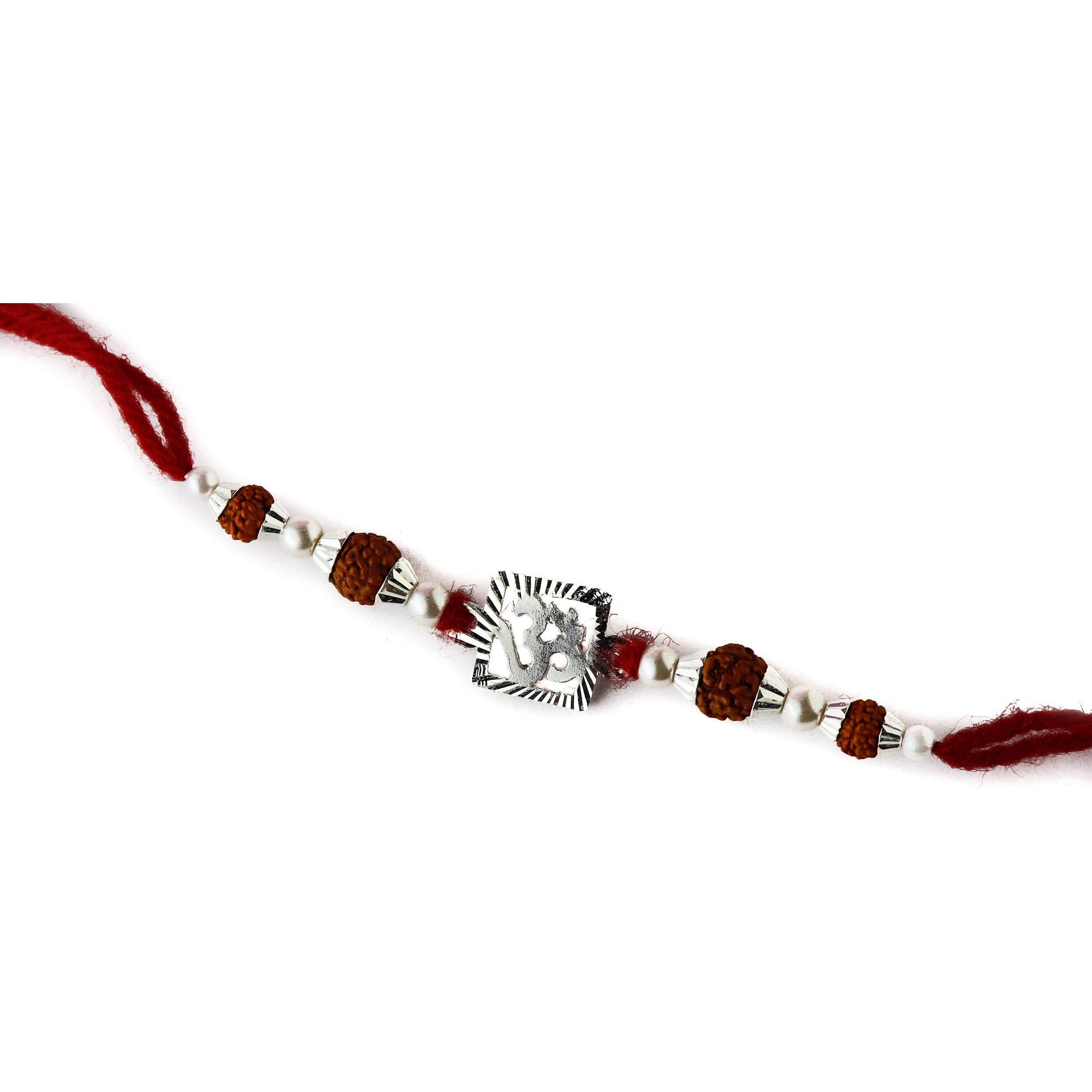 Ashok Jewellers Fabric & Sterling-silver & Pearl and Rakhi for Mens & Boys (White)