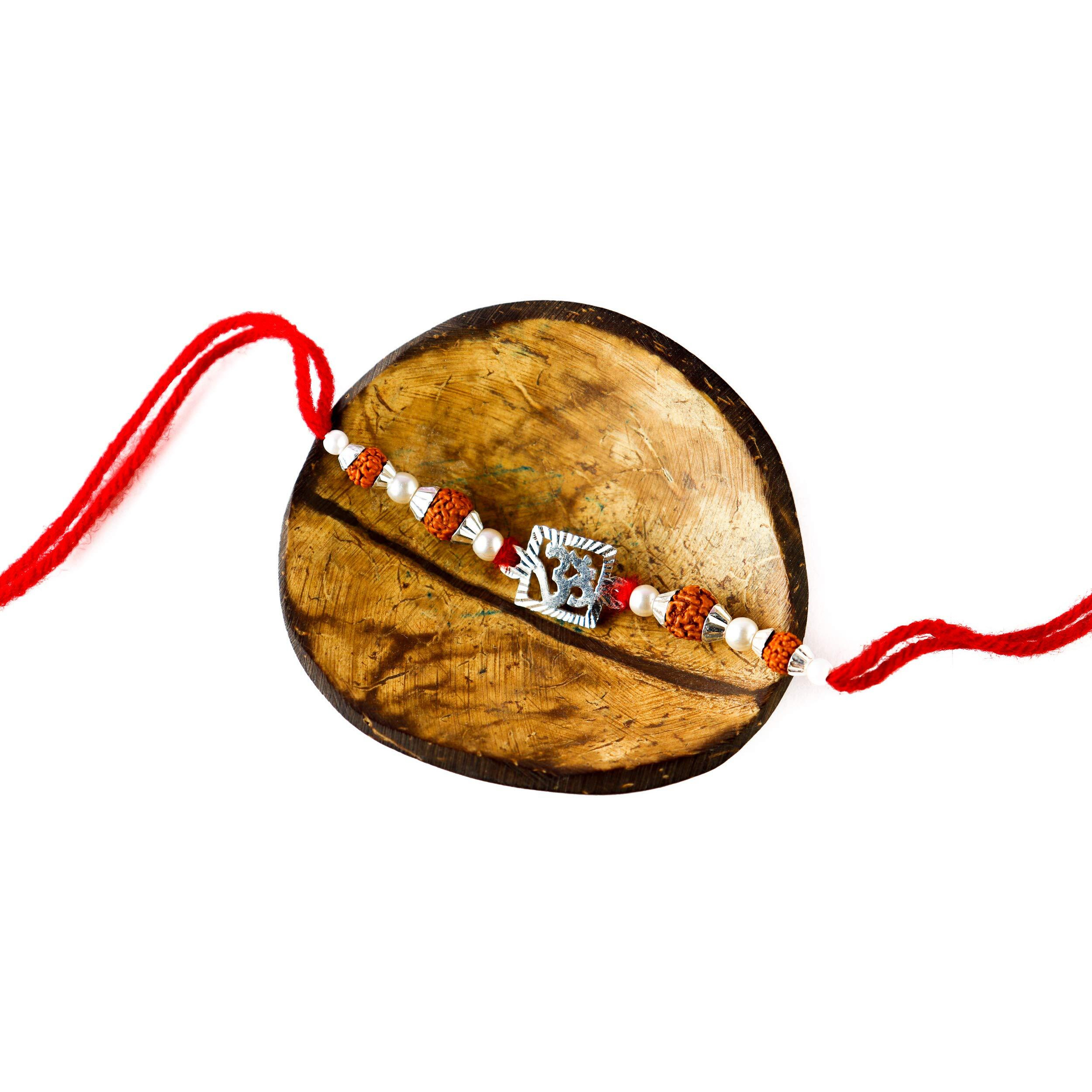 Ashok Jewellers Fabric & Sterling-silver & Pearl and Rakhi for Mens & Boys (White)