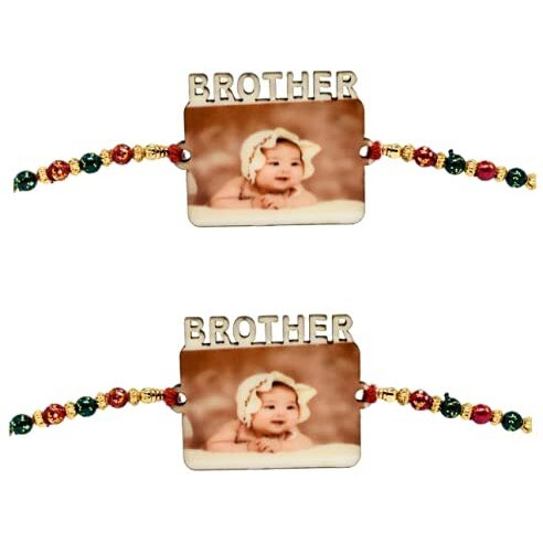 THEWHOOP Personalized/Customised Designer Rakhi Photo or Print Name For Brothers - Raksha Bandhan Gift (PACK OF 2) (PHOTORAKHI-BROTHER)