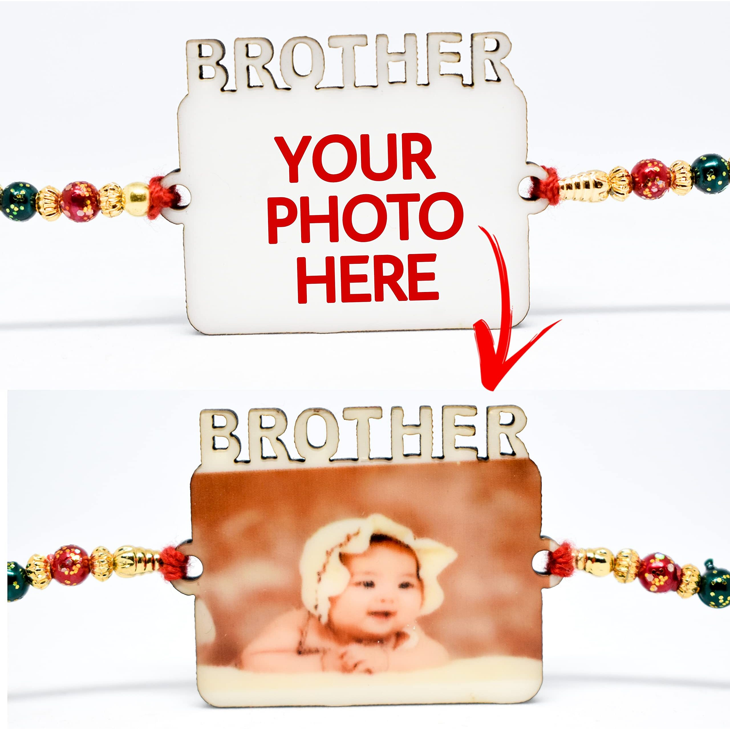 THEWHOOP Personalized/Customised Designer Rakhi Photo or Print Name For Brothers - Raksha Bandhan Gift (PACK OF 2) (PHOTORAKHI-BROTHER)