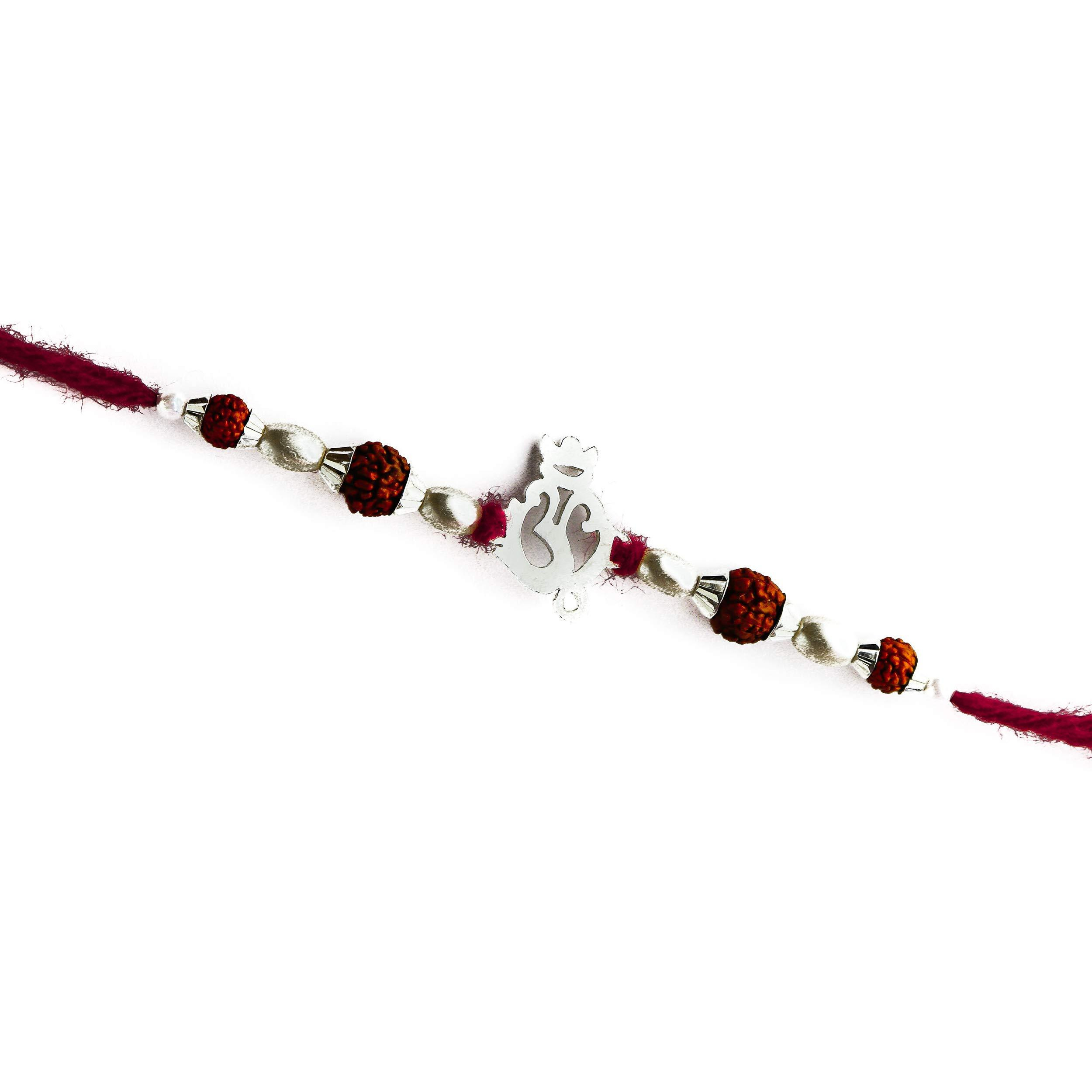 Ashok Jewellers Fabric & Sterling-silver & Pearl and Rakhi for Mens & Boys (White)