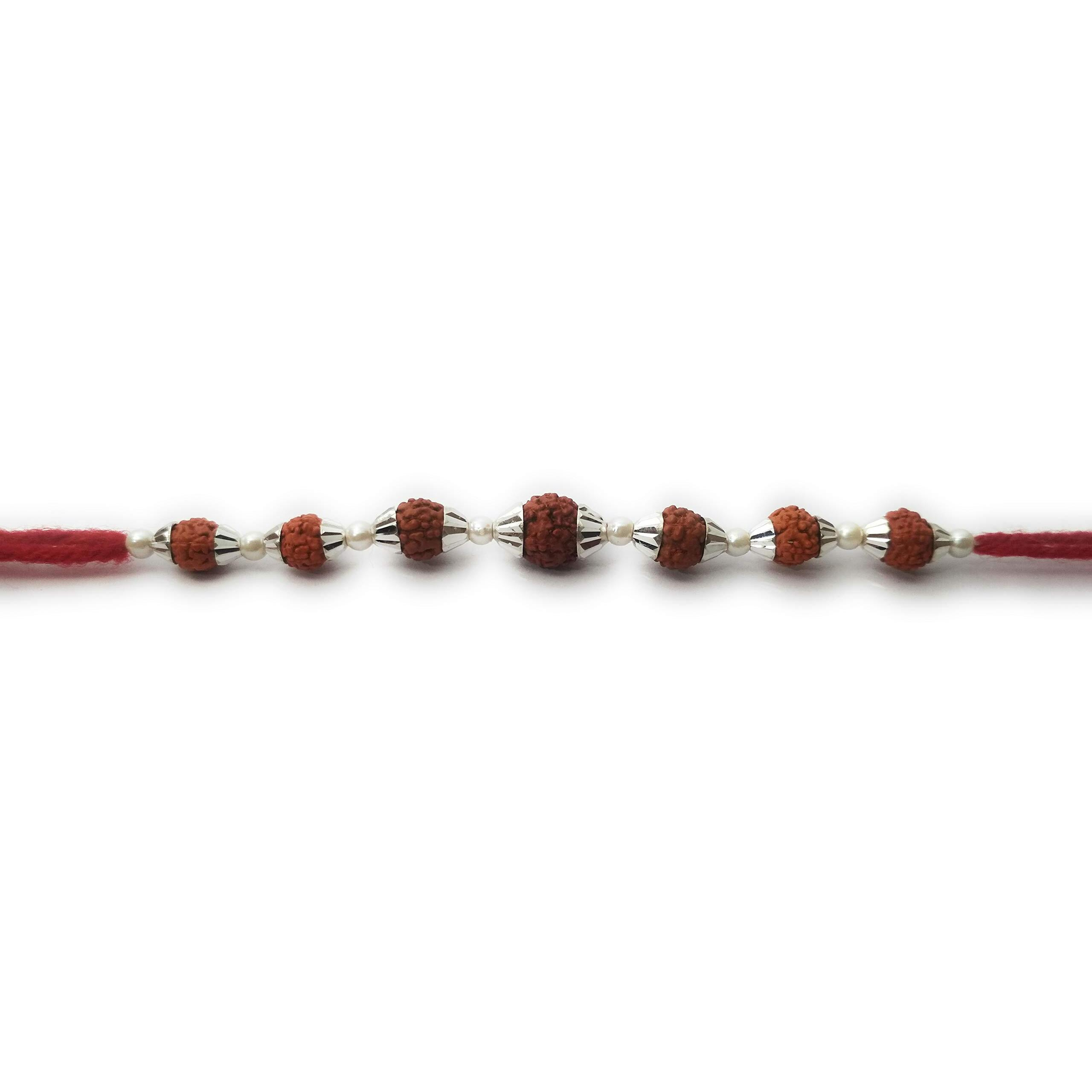 Ashok Jewellers Fabric & Sterling-silver & Pearl and Rakhi for Mens & Boys (White)