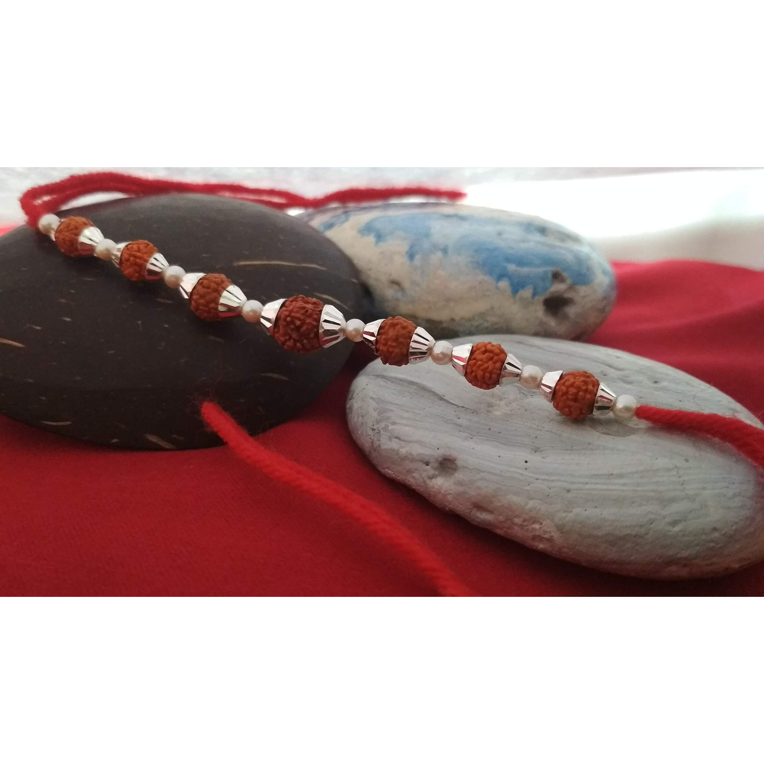 Ashok Jewellers Fabric & Sterling-silver & Pearl and Rakhi for Mens & Boys (White)