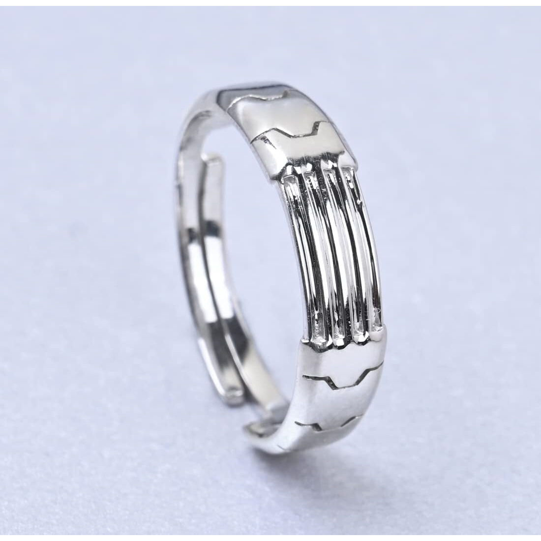 Clara Real 925 Sterling Silver Designer Band Ring | Rakhi Rakshabandhan Gift for Brother Bhai|Size Adjustable, Rhodium Plated | Gift for Men & Boys