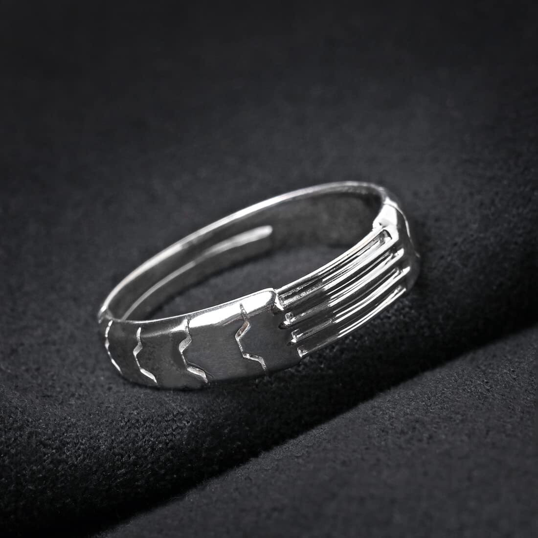 Clara Real 925 Sterling Silver Designer Band Ring | Rakhi Rakshabandhan Gift for Brother Bhai|Size Adjustable, Rhodium Plated | Gift for Men & Boys