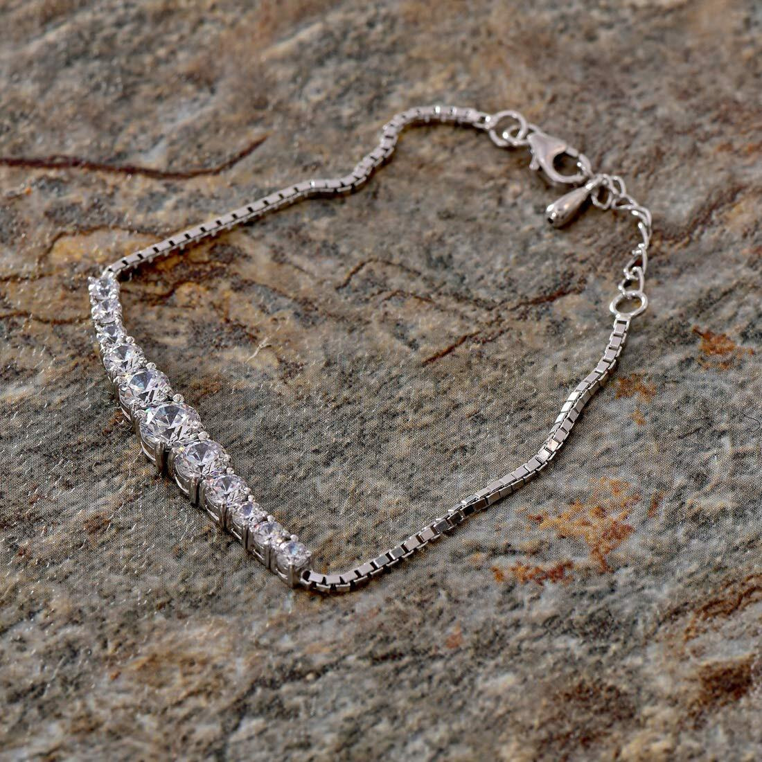 Clara Made With Swiss Zirconia 925 Sterling Silver Sandra Solitaire Bracelet, Rakhi for Bhabhi | Gift For Women and Girls