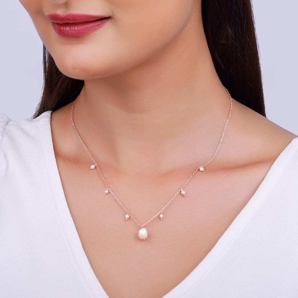 GIVA 925 Silver Rose Gold Ocean Pride Necklace | Rakhi Rakshabandhan Gift for Sister Bhabhi, Gifts for Women & Girls With Certificate of Authenticity and 925 Stamp | 6 Months Warranty*