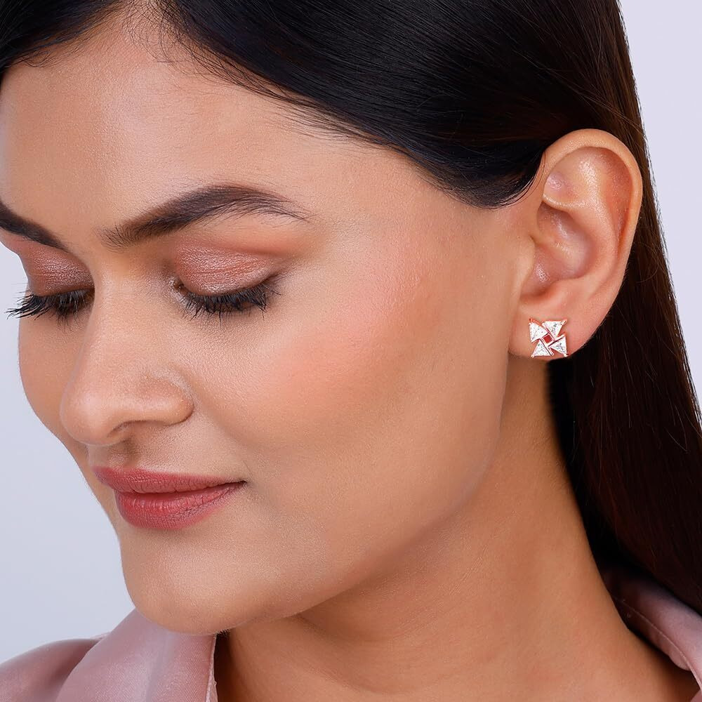 GIVA 925 Silver Rose Gold Windmill Stud Earrings|Gifts For Girlfriend,Rakhi Rakshabandhan Gift For Sister Bhabhi,Gifts For Women&Girls|With Certificate Of Authenticity And 925 Stamp|6 Month Warranty*