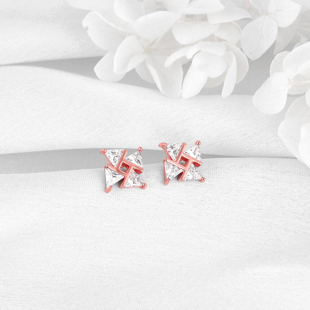 GIVA 925 Silver Rose Gold Windmill Stud Earrings|Gifts For Girlfriend,Rakhi Rakshabandhan Gift For Sister Bhabhi,Gifts For Women&Girls|With Certificate Of Authenticity And 925 Stamp|6 Month Warranty*