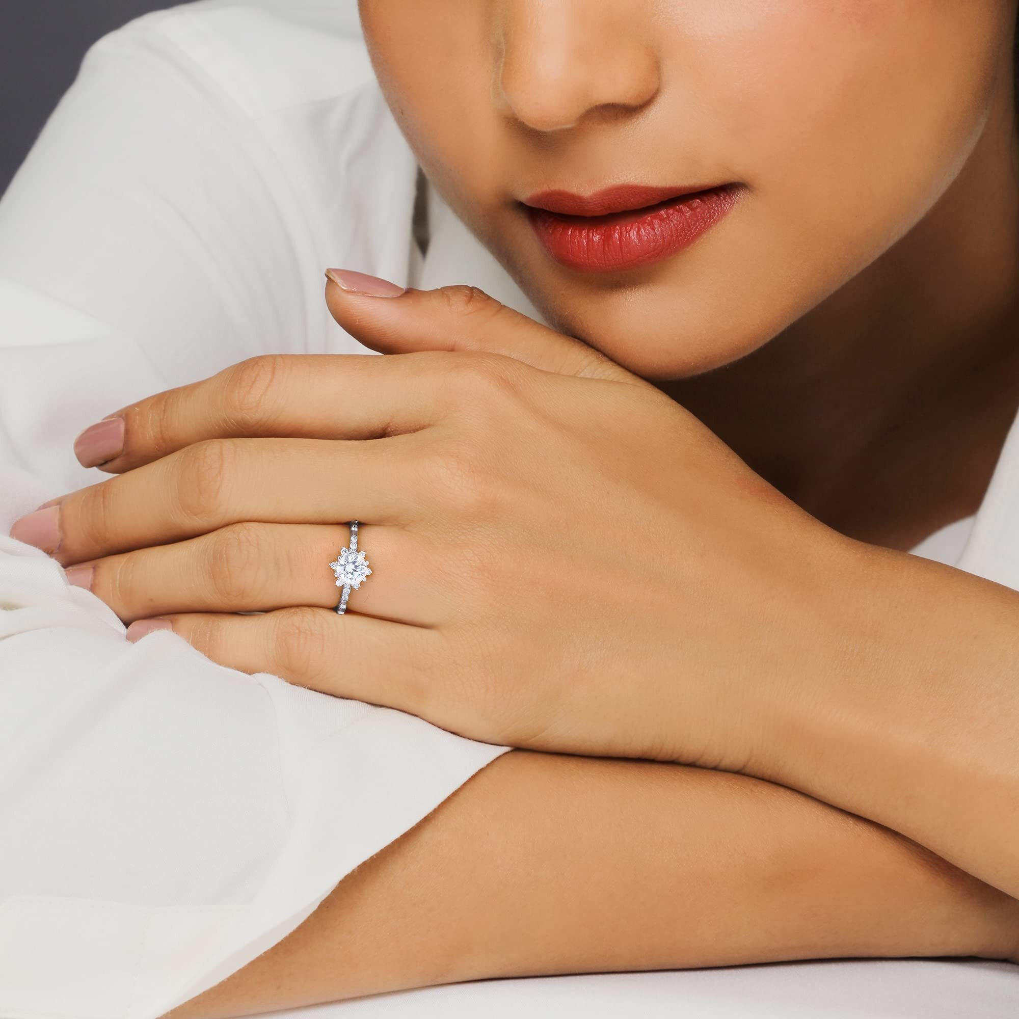GIVA 925 Silver Zircon Flower Rennaissance Ring, Adjustable | Rakhi Rakshabandhan Gift for Sister Bhabhi, Gifts for Women & Girls | With Certificate of Authenticity and 925 Stamp | 6 Month Warranty*