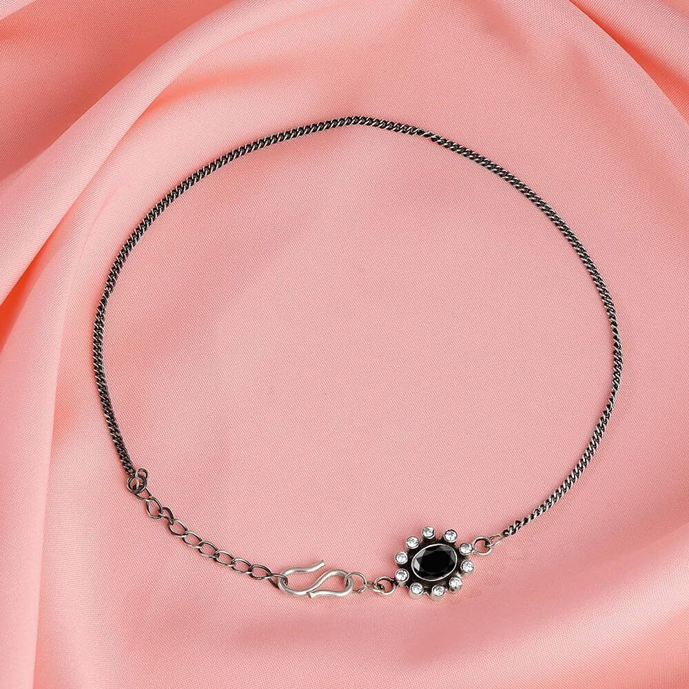 GIVA AVNI 925 Oxidised Silver Sunshine Anklet, (Single) Rakhi Rakshabandhan Gift for Sister Bhabhi, Gifts for Women & Girls| With Certificate of Authenticity and 925 Stamp | 6 Month Warranty*