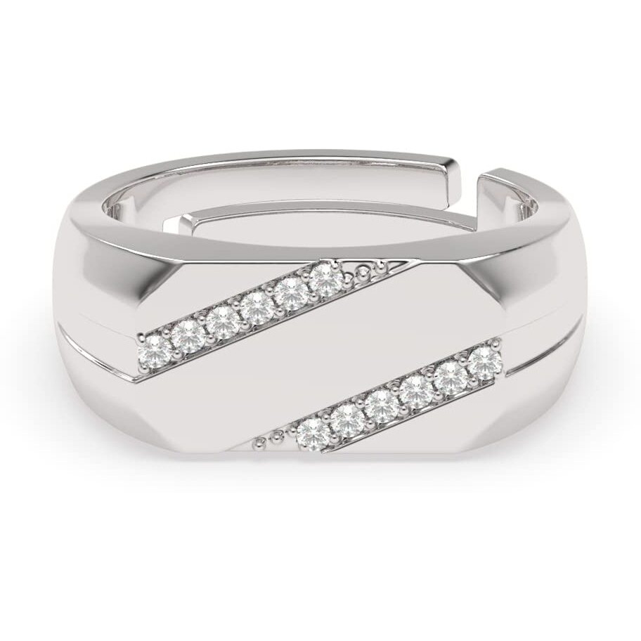 Clara Real 925 Sterling Silver Boaz Band Ring | Rakhi Rakshabandhan Gift for Brother Bhai|Size Adjustable, Rhodium Plated, Swiss Zirconia | Gift for Men & Boys