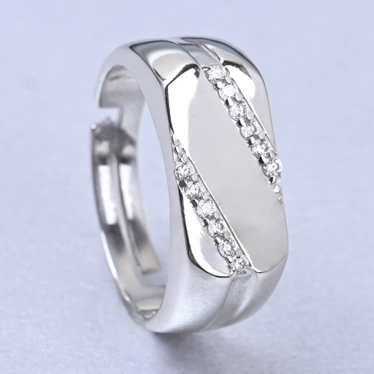 Clara Real 925 Sterling Silver Boaz Band Ring | Rakhi Rakshabandhan Gift for Brother Bhai|Size Adjustable, Rhodium Plated, Swiss Zirconia | Gift for Men & Boys