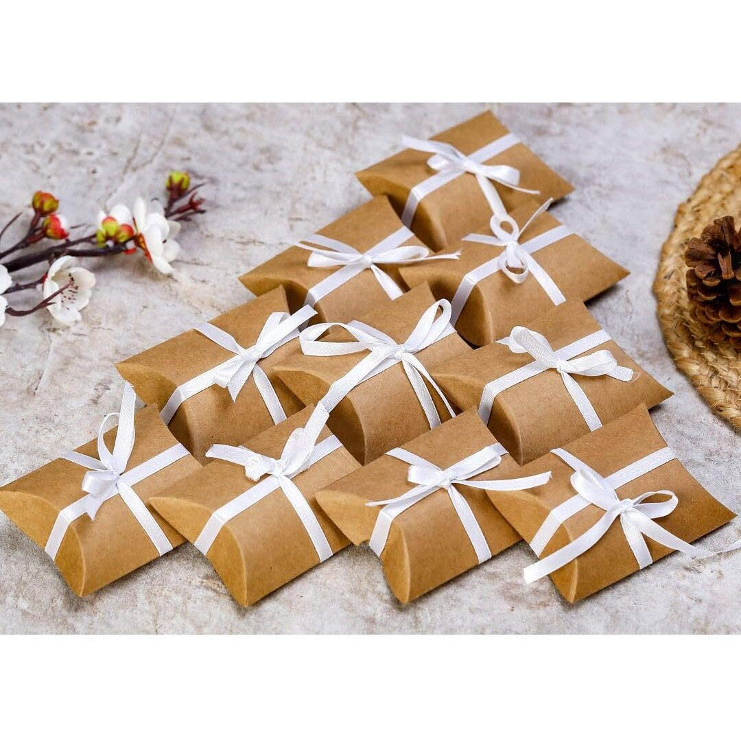 SATYAM KRAFT 100 Pcs Mini Brown Decorative Folding Paper Gift Boxes For Gifting, Chocolates, Dryfruits Items - Fancy Decorative Packaging In Rakhi, Rakshabandhan, Birthday, Rakhi box, Brother-sister Gift,Gift Packing (BROWN)