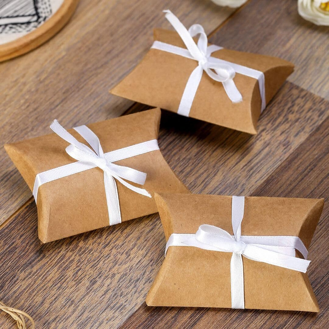 SATYAM KRAFT 100 Pcs Mini Brown Decorative Folding Paper Gift Boxes For Gifting, Chocolates, Dryfruits Items - Fancy Decorative Packaging In Rakhi, Rakshabandhan, Birthday, Rakhi box, Brother-sister Gift,Gift Packing (BROWN)