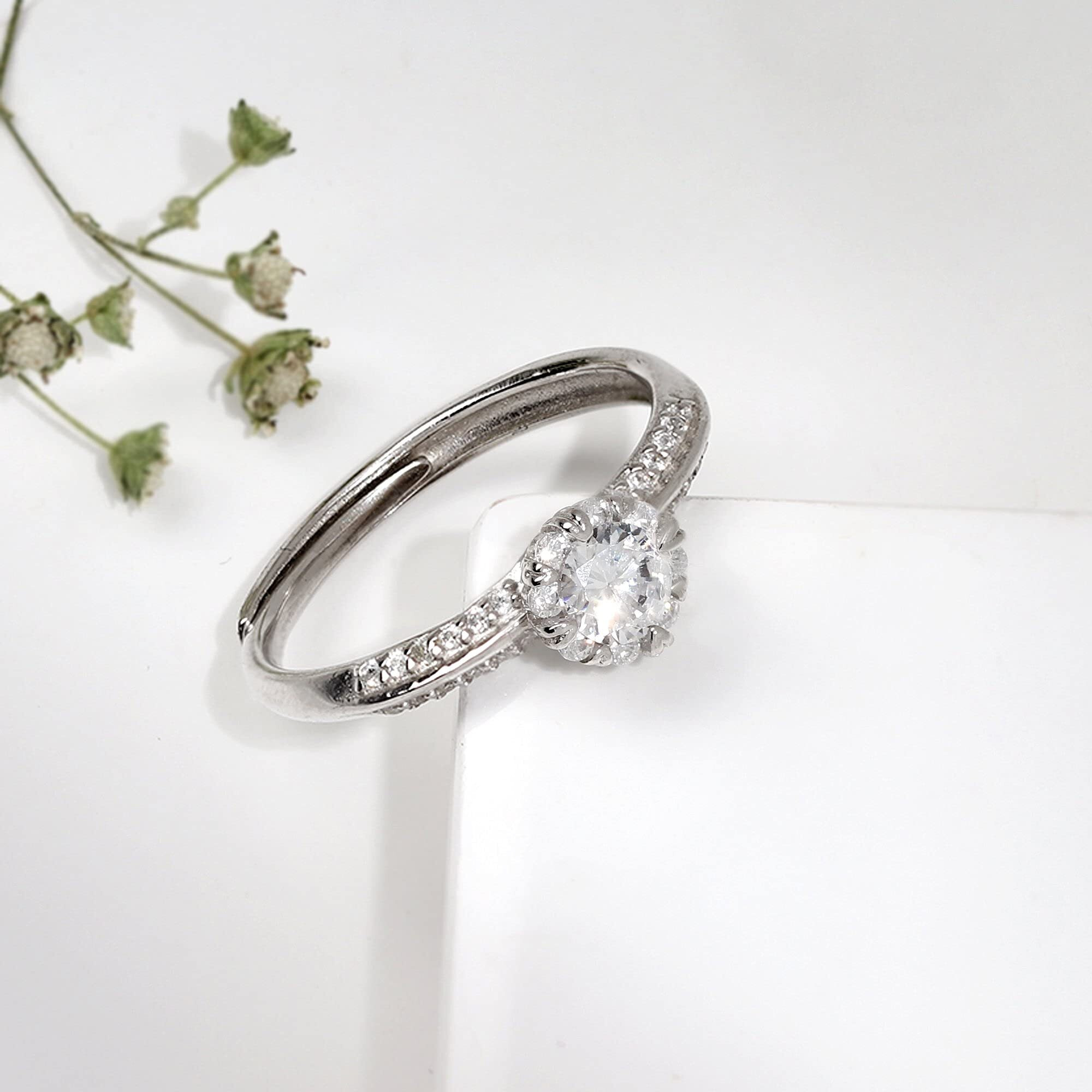 GIVA 925 Silver Zircon Studded Grace Ring , Adjustable | Gifts for Girlfriend, Rakhi Rakshabandhan Gift for Sister Bhabhi , Gifts for Women & Girls | With Certificate of Authenticity and 925 Stamp | 6 Month Warranty*