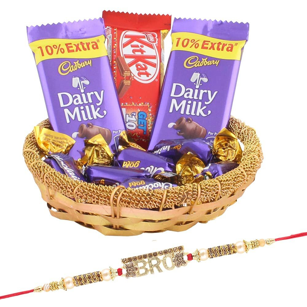 Astonished Retail Sweet Chocolate Celebration to Gift Your Loved Ones |Diamond Bro Rakhi Chocolate for Brother | Rakhi Chocolate Hamper | Roli, Chawal, Chandan, Misri | 631