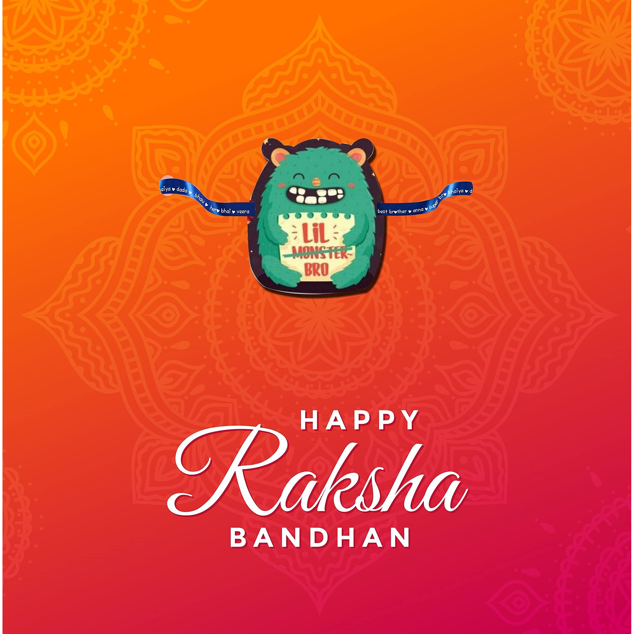 YaYa cafe Kids Rakhi for Brother Boy Baby Printed Rakhi Lil Monster Bro Raksha Bandhan