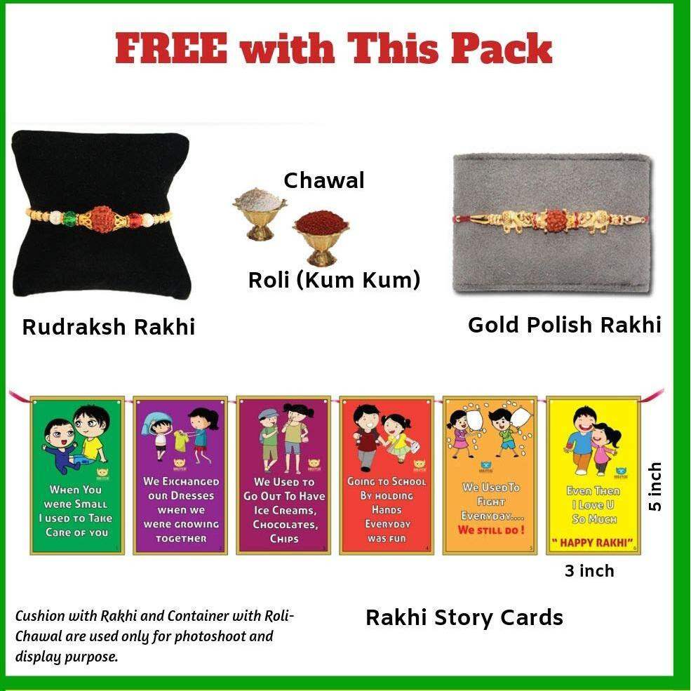 BOGATCHI Rakhi Combo with Sweets, 3 Traditional Soan Papdi 250g + 3 Rakhi + Roli Chawal + Free Rakhi Greeting Card