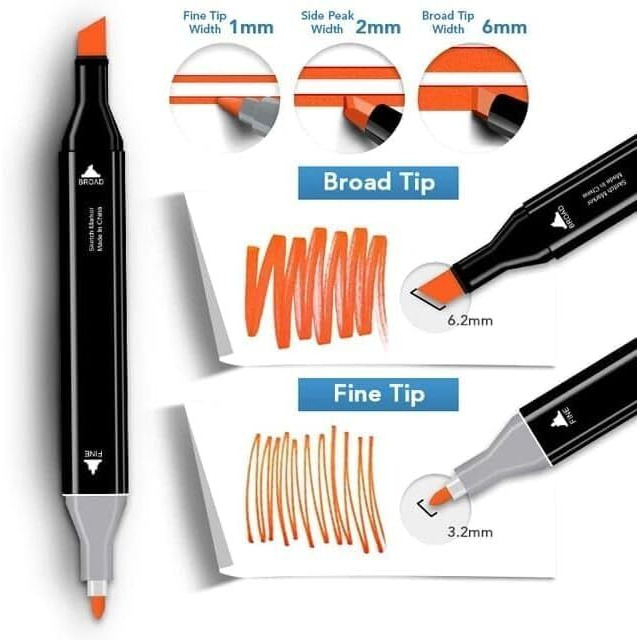 Dravina 24pc Dual Marker Pen Set With Tray & Rakhi Gift for Brother| Fine & Broad Tip Acrylic Marker For Drawing, Colouring, Calligraphy| Alcohol Based Art Markers| Odorless Non Toxic