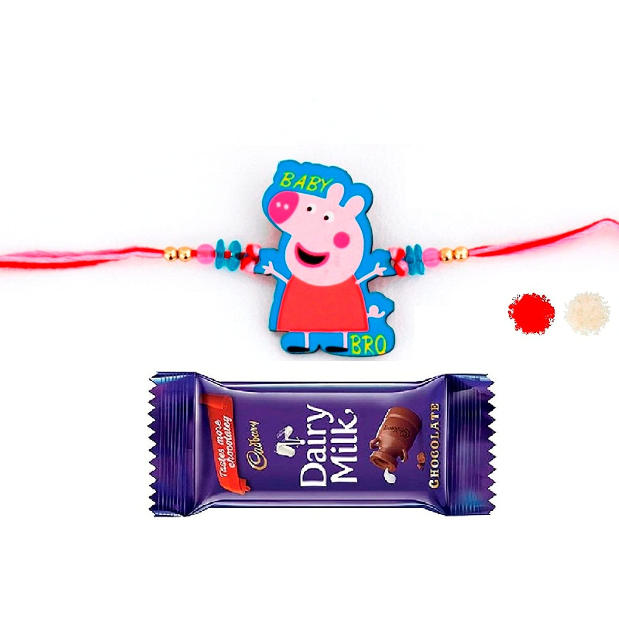 VR Creatives Cartoon Character PEPPAA,Peppa Pig Kids Rakhi With Chocolate