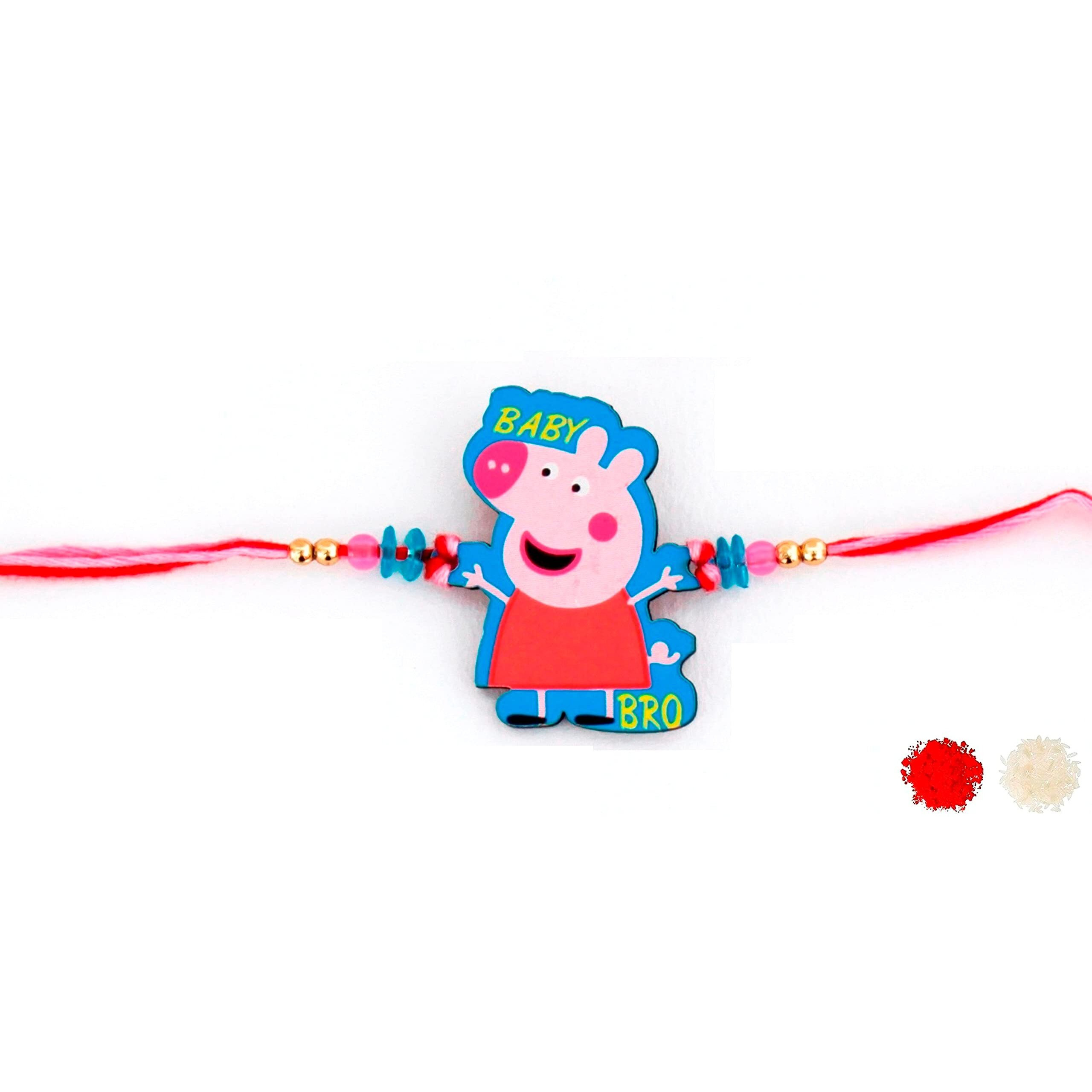 VR Creatives Cartoon Character PEPPAA,Peppa Pig Kids Rakhi With Chocolate