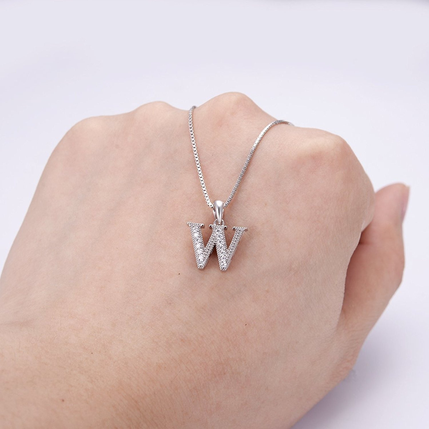 Young & Forever Gift Rakhi Gift Sister Timeless Treasure Alphabet W Letter Pendants for Women Embellished with Crystals from Swarovski Zirconia Western Silver Chain Necklace for Girls Fancy Fashion Jewelry