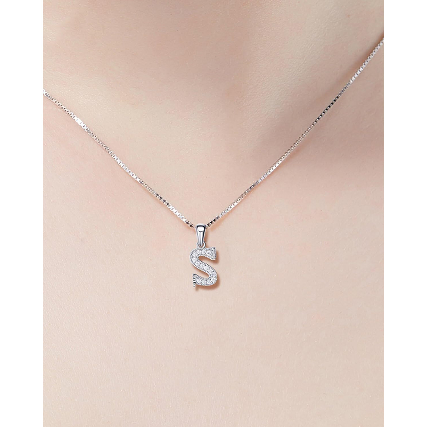 Young & Forever Gift Rakhi Gift Sister Timeless Treasure Alphabet U Letter Pendants for Women Embellished with Crystals from Swarovski Zirconia Western Silver Chain Necklace for Girls Fancy Fashion Jewelry