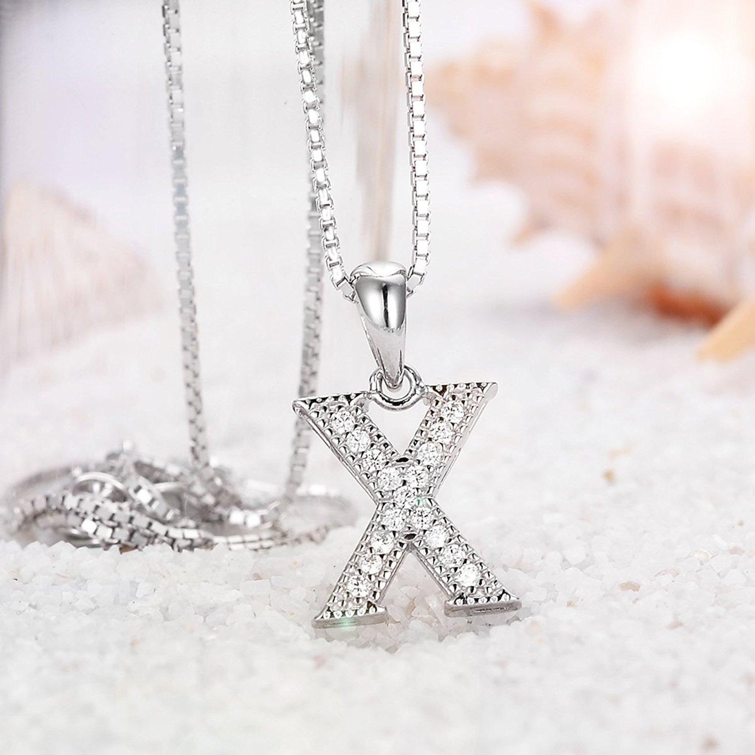 Young & Forever Gift Rakhi Gift Sister Timeless Treasure Alphabet X Letter Pendants for Women Embellished with Crystals from Swarovski Zirconia Western Silver Chain Necklace for Girls Fancy Fashion Jewelry