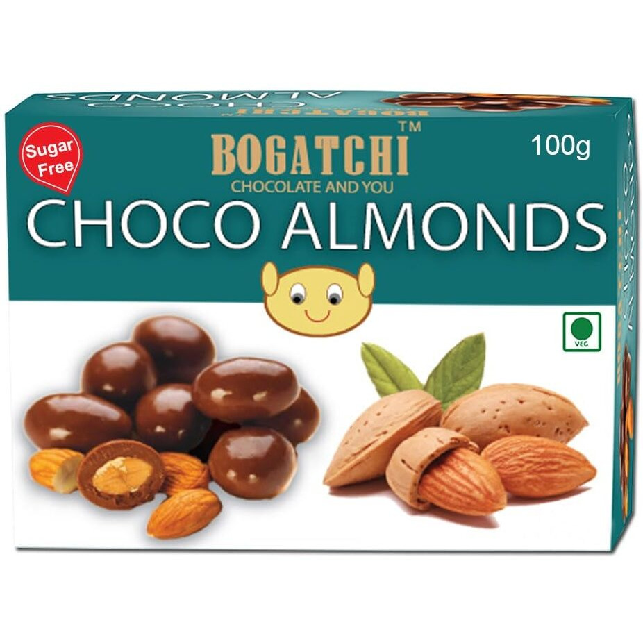 BOGATCHI Combo of Rakhi for Brother and Chocolate Coated Almonds (100g)