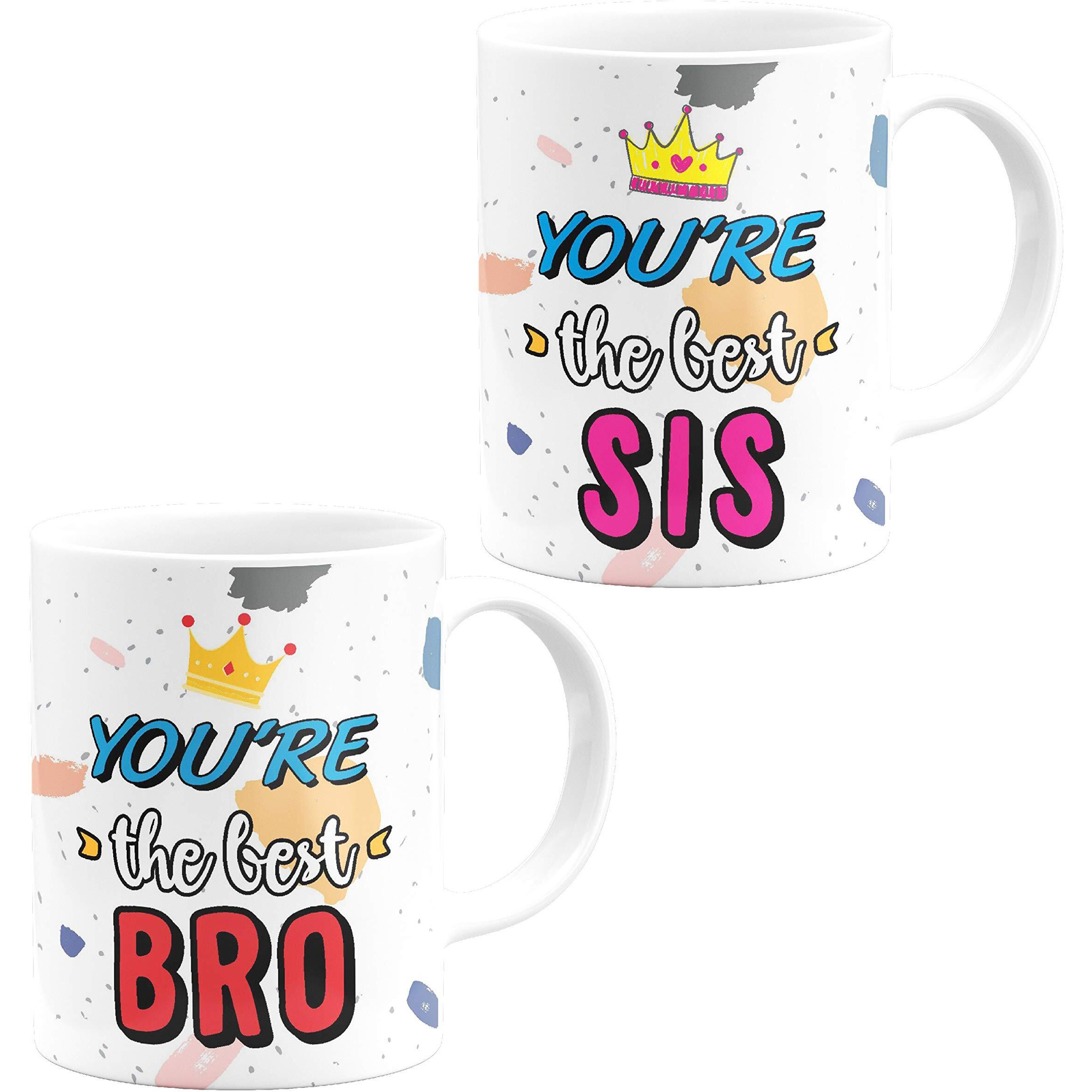 Eagletail India World Best Bro Sis Mugs - Cute Sibling Mugs for Brother/Sister to Gift on Birthday/Rakhi