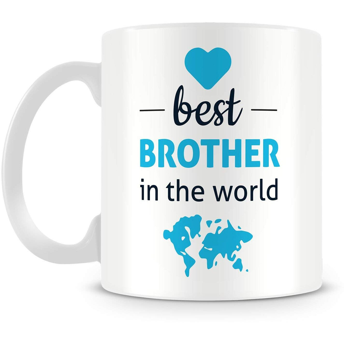 illuminati gifts Raksha Bandhan Gift Set of Stone Studded Rakhi & Best Brother in The World Quote Printed Ceramic Coffee Mug for Brother Bhaiya Bhai - (325ml, Blue)