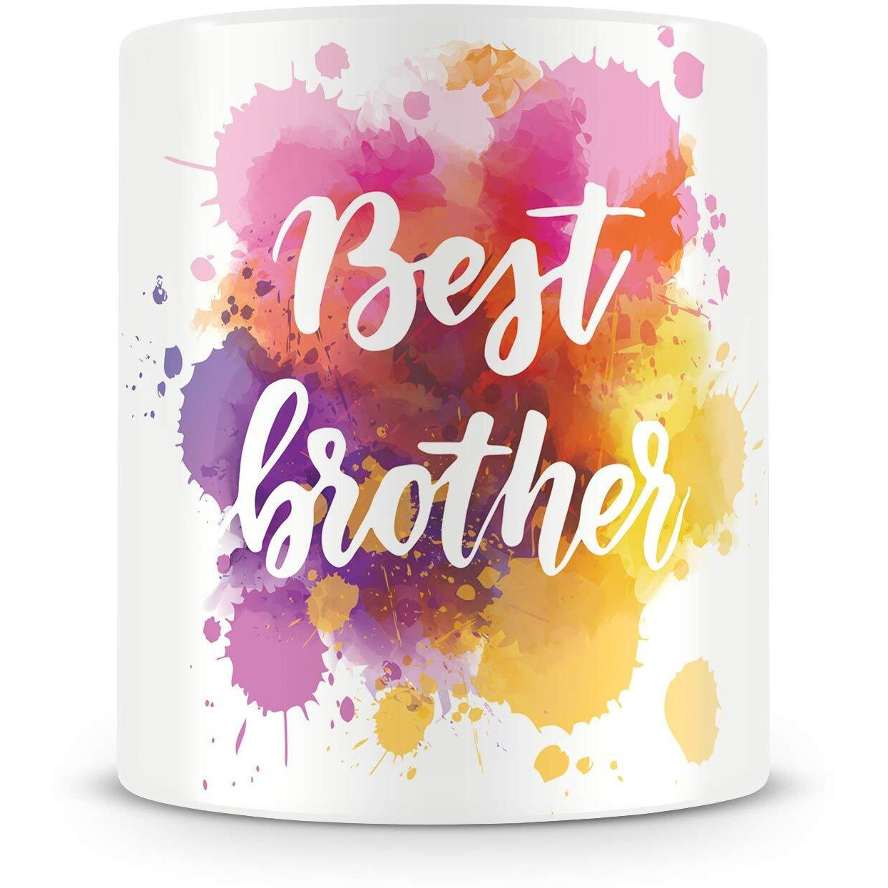 illuminati gifts Raksha Bandhan Gift Set of Stone Studded Rakhi & Best Brother Watercolor Design Quote Printed Ceramic Coffee Mug for Brother Bhaiya Bhai - (325ml, Multicolor)