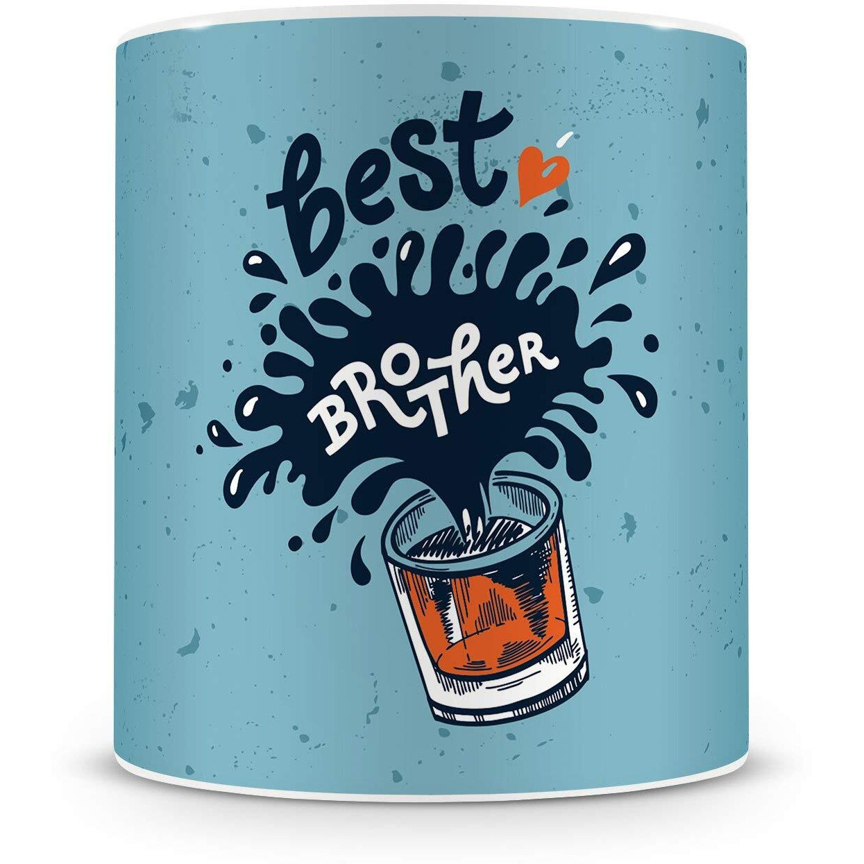 illuminati gifts Raksha Bandhan Gift Set of Beautiful Peacock Rakhi & Best Brother Glass Design Quote Printed Ceramic Coffee Mug for Brother Bhaiya Bhai - (325ml, Blue)