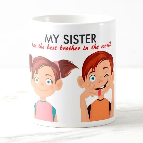 exciting Lives - My Sister Has Best Brother in The World Ceramic Mug - Gift for Raksha Bandhan, Rakhi, Birthday, Bhai Dooj, Gift for Brother, Sibling, Cousin, Rakhi Gift - (White, 330ml)